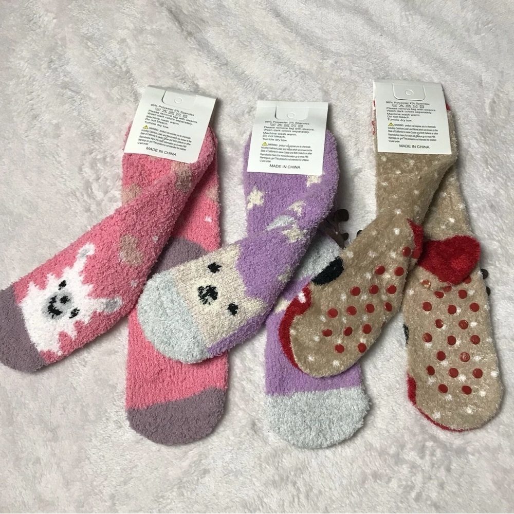 Pretty Cozy Socks Kids Animal Design - Pink, Purple, Brown New